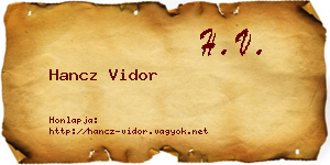 Hancz Vidor névjegykártya